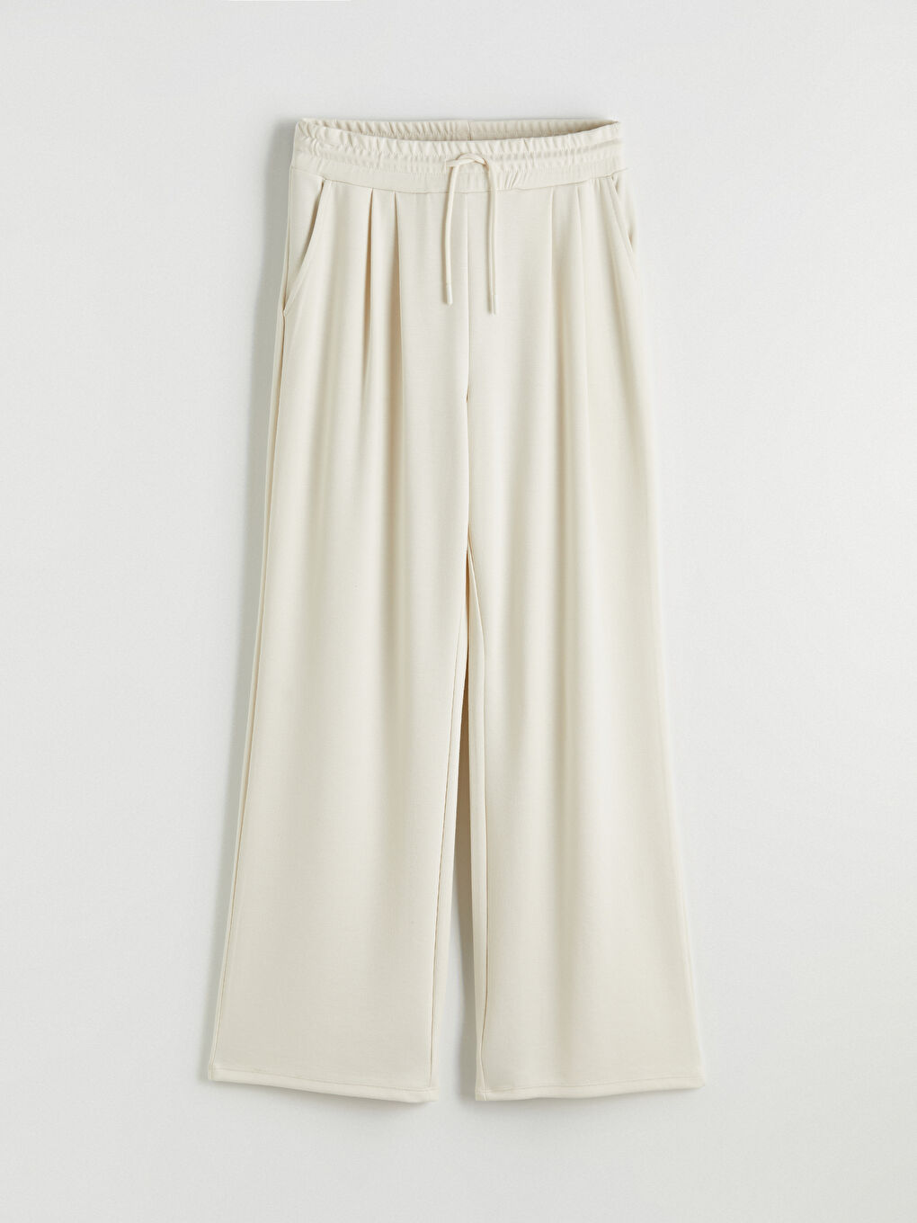 Bej Beli Lastikli Soft Touch Kadın Eşofman Altı-4