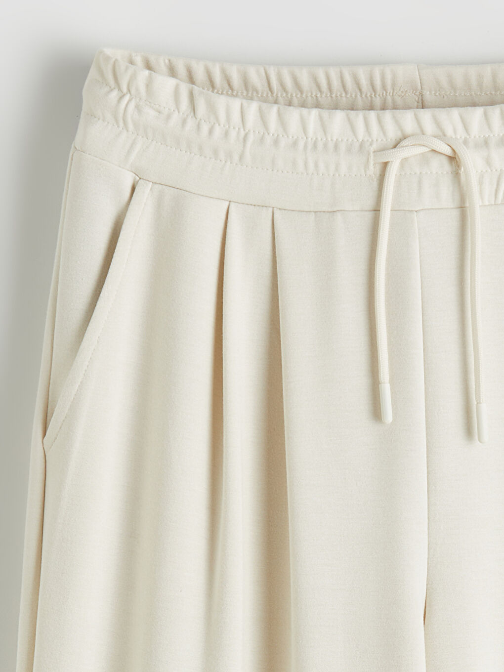 Bej Beli Lastikli Soft Touch Kadın Eşofman Altı-6