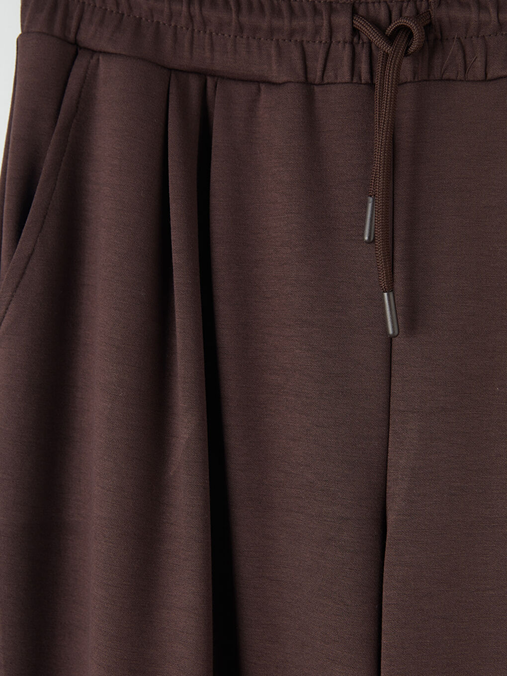 Kahverengi Beli Lastikli Soft Touch Kadın Eşofman Altı-2