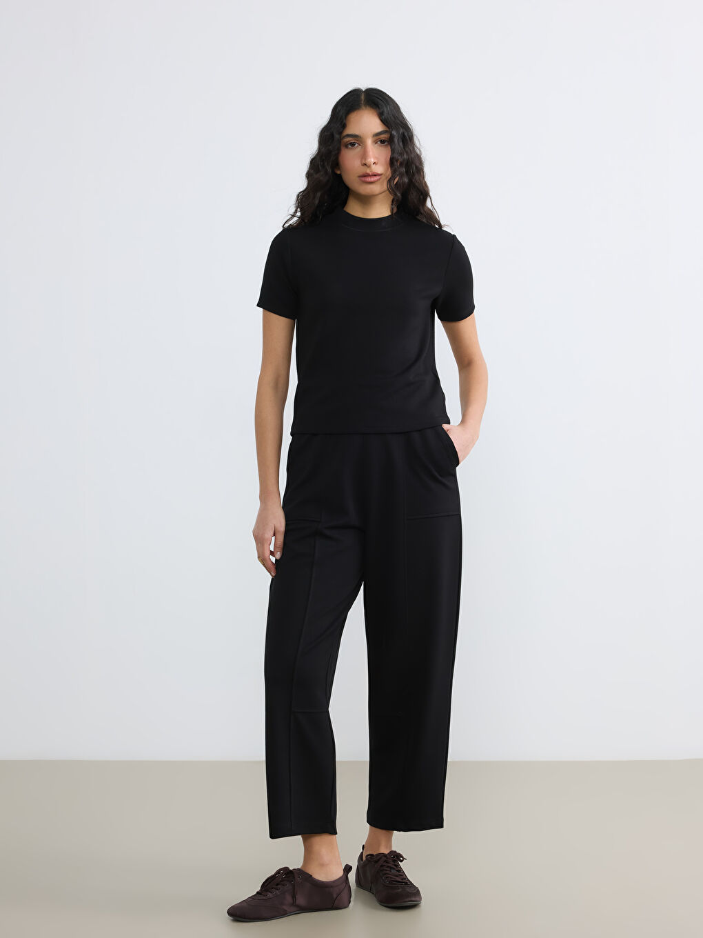 Siyah Beli Lastikli Soft Touch Kadın Eşofman Altı