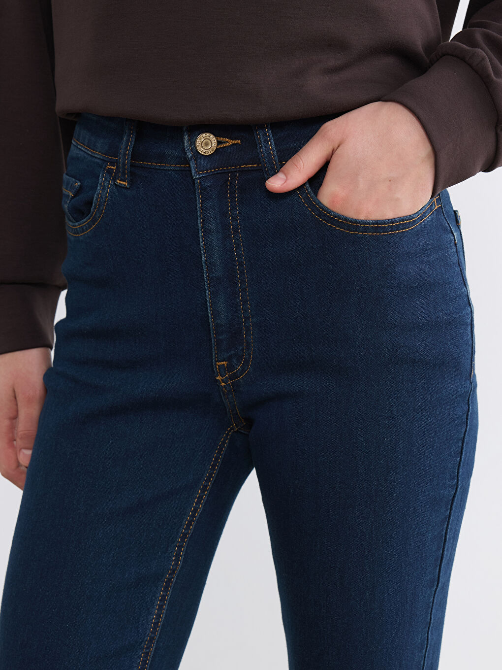 İndigo Yüksek Bel Flare Kadın Jean Pantolon-2