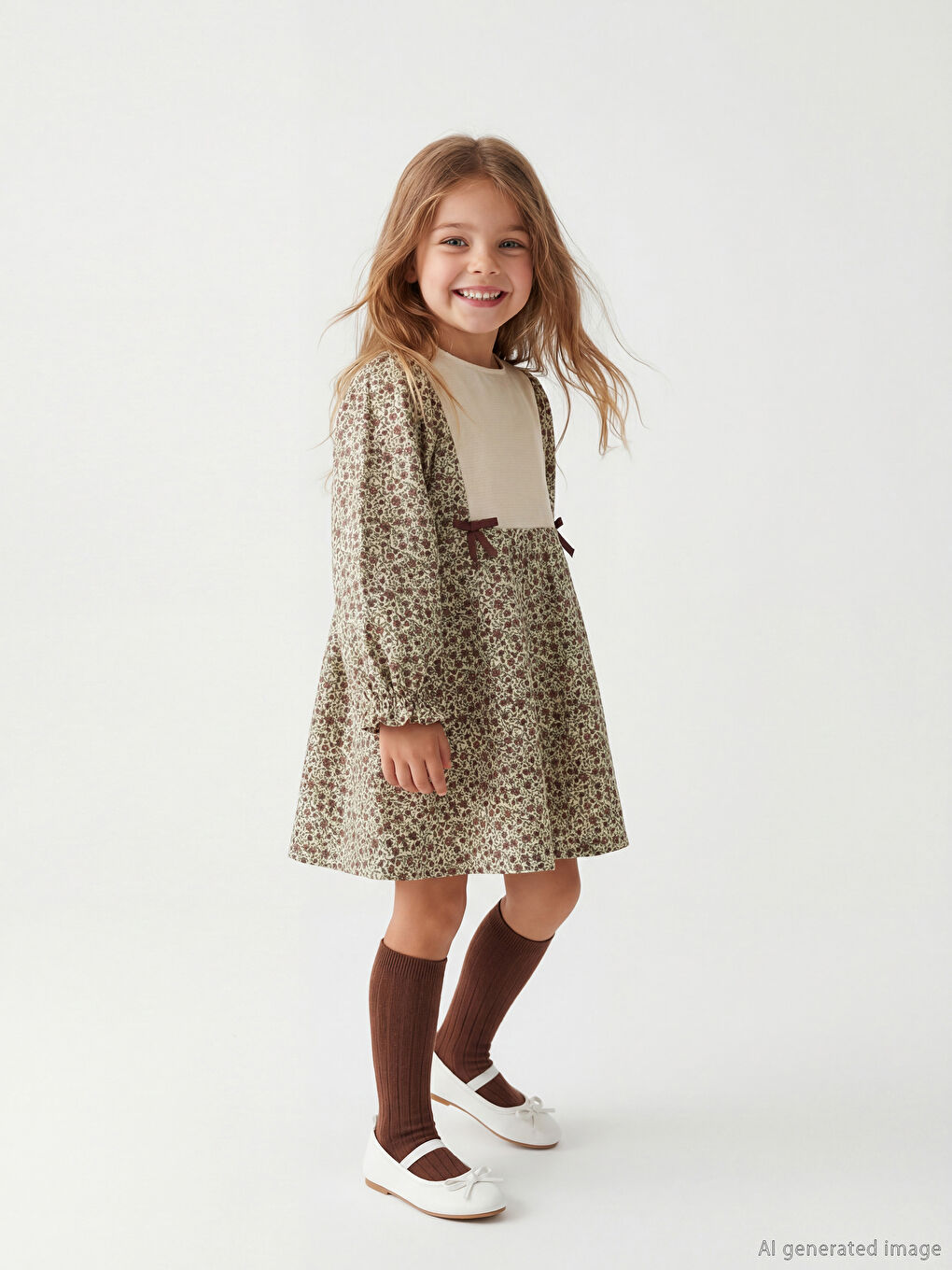 Цветочное бархатное платье с круглым вырезом