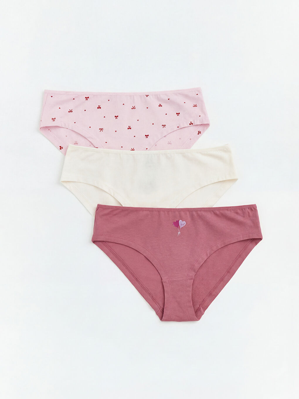 Pembe Desenli Bikini Külot 3'lü 