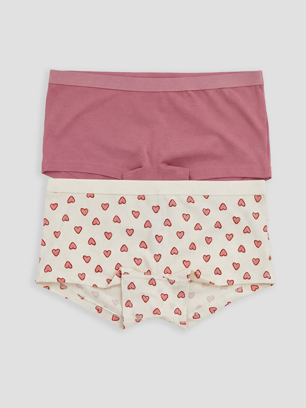 Pembe Kalp Desenli Boxer Külot 2'li