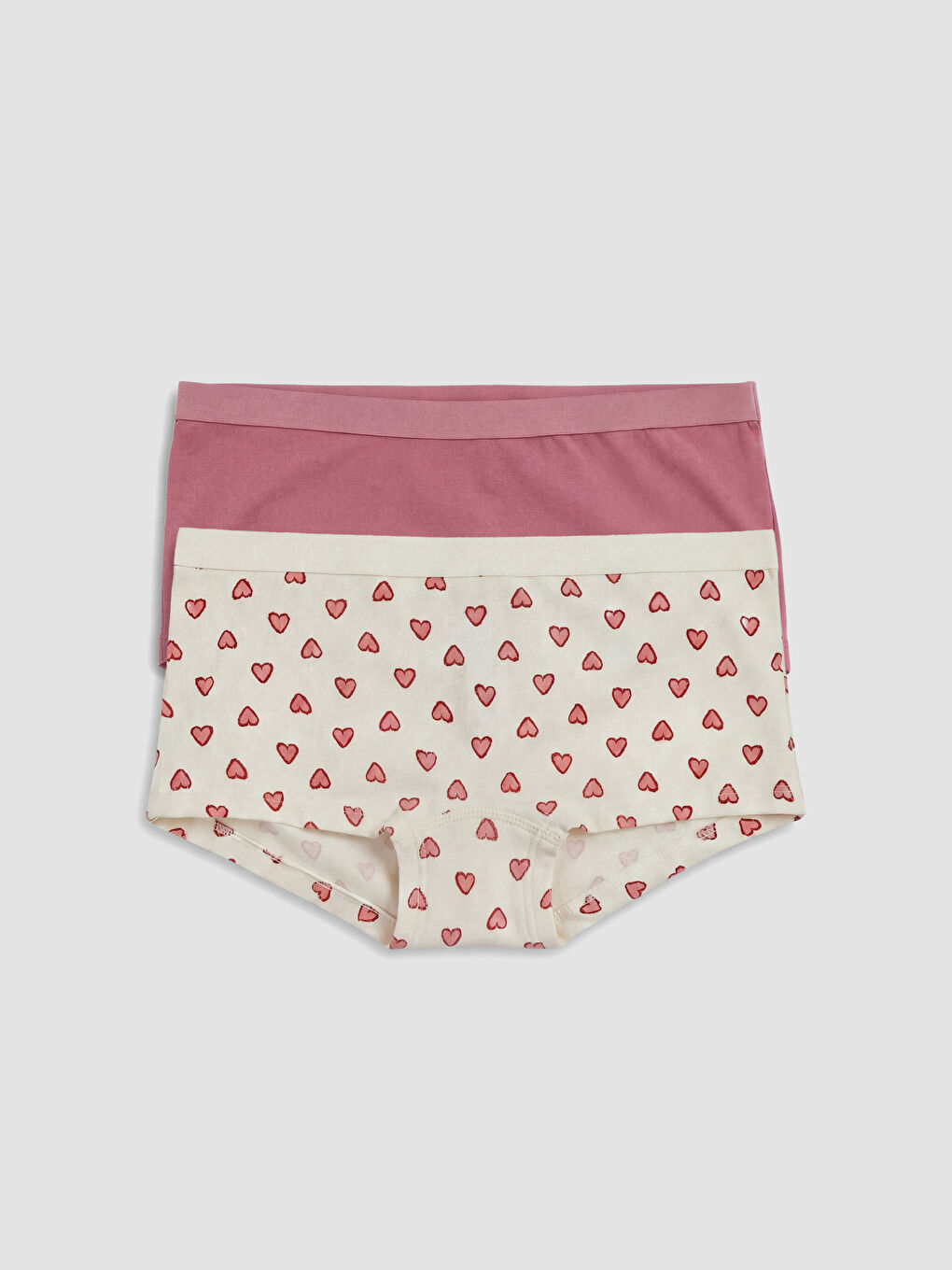 Pembe Kalp Desenli Boxer Külot 2'li