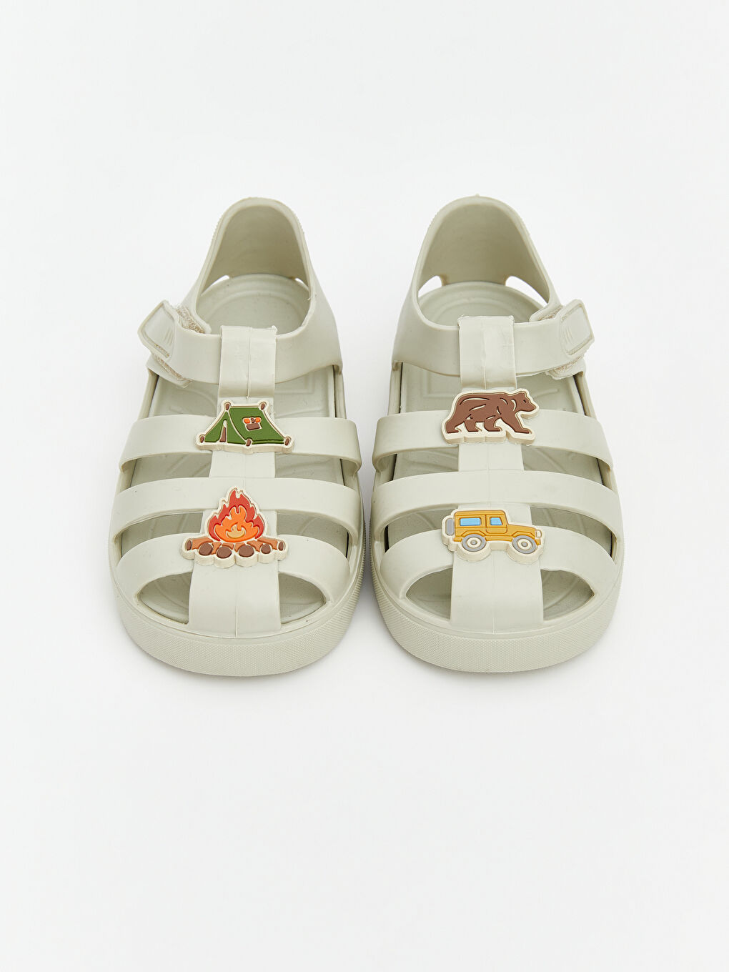 Bej Baskılı Erkek Bebek Sandalet-2