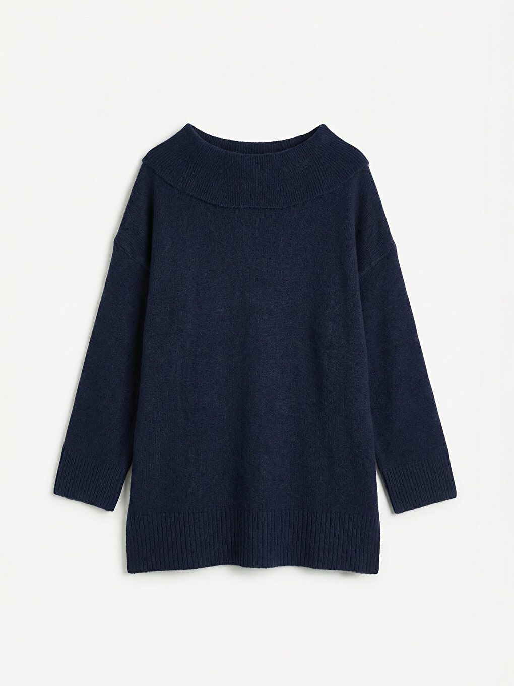 Lacivert Polo Yaka Kadın Triko Kazak-5