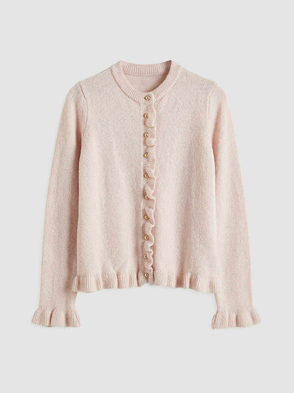 Lacivert Bisiklet Yaka Fırfırlı Kadın Triko Hırka-4