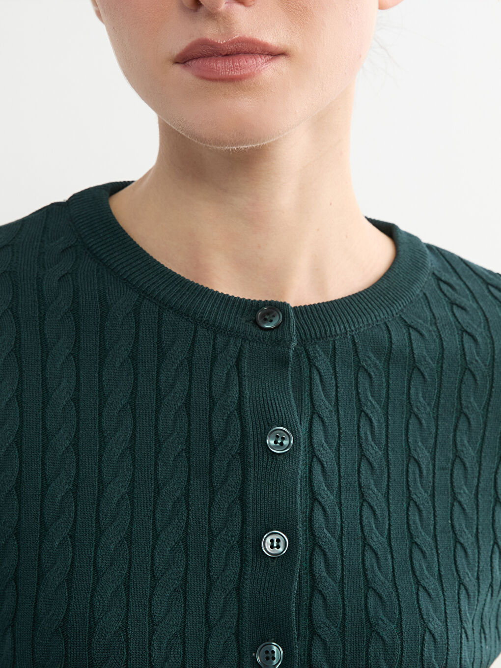 Crew Neck Patterned Women's Knitted Cardigan-2