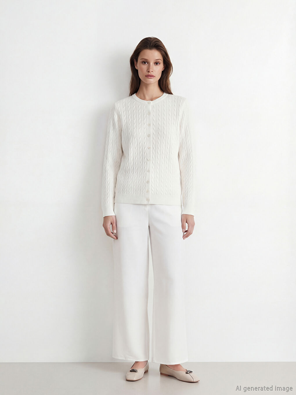 Jacquard Knit Cardigan with a Crew Neck.-1