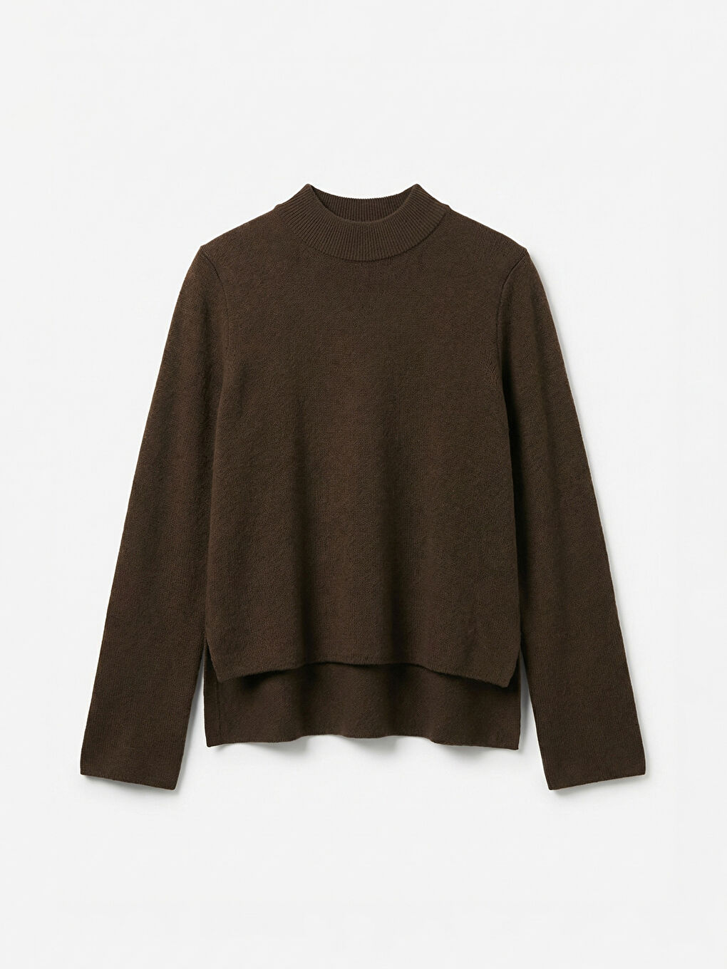 Kahverengi Yarım Balıkçı Yaka Kadın Triko Kazak