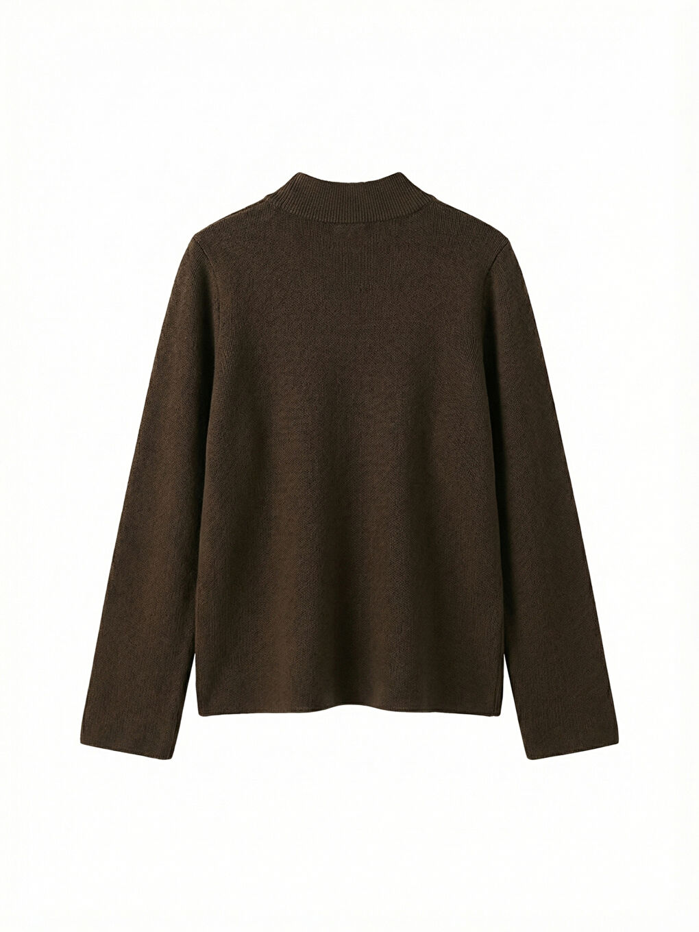 Kahverengi Yarım Balıkçı Yaka Kadın Triko Kazak-1