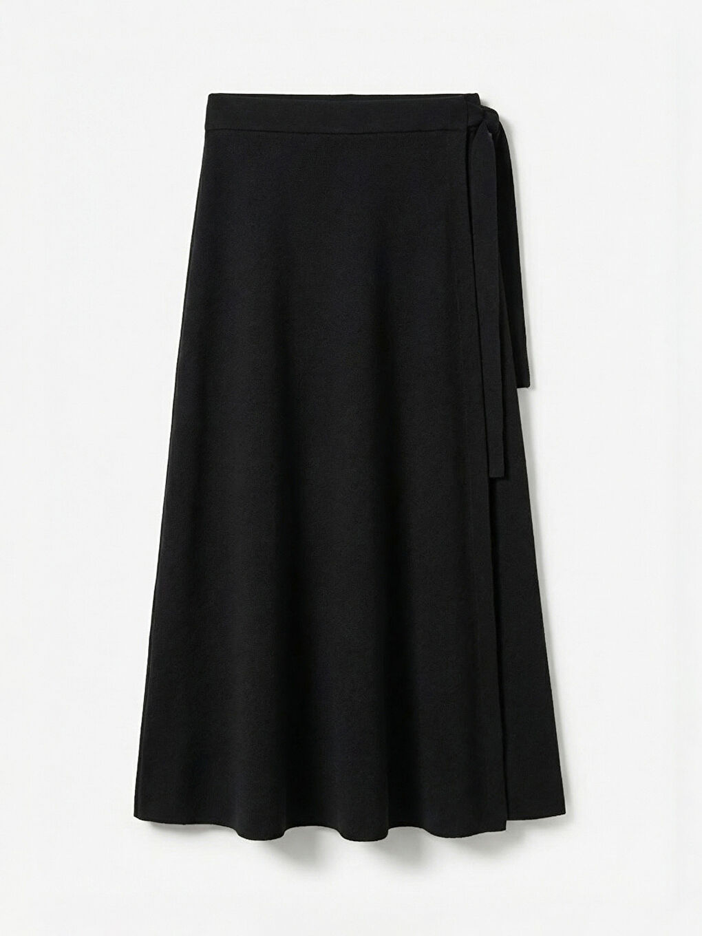 Siyah Beli Bağlamalı Triko Etek-4