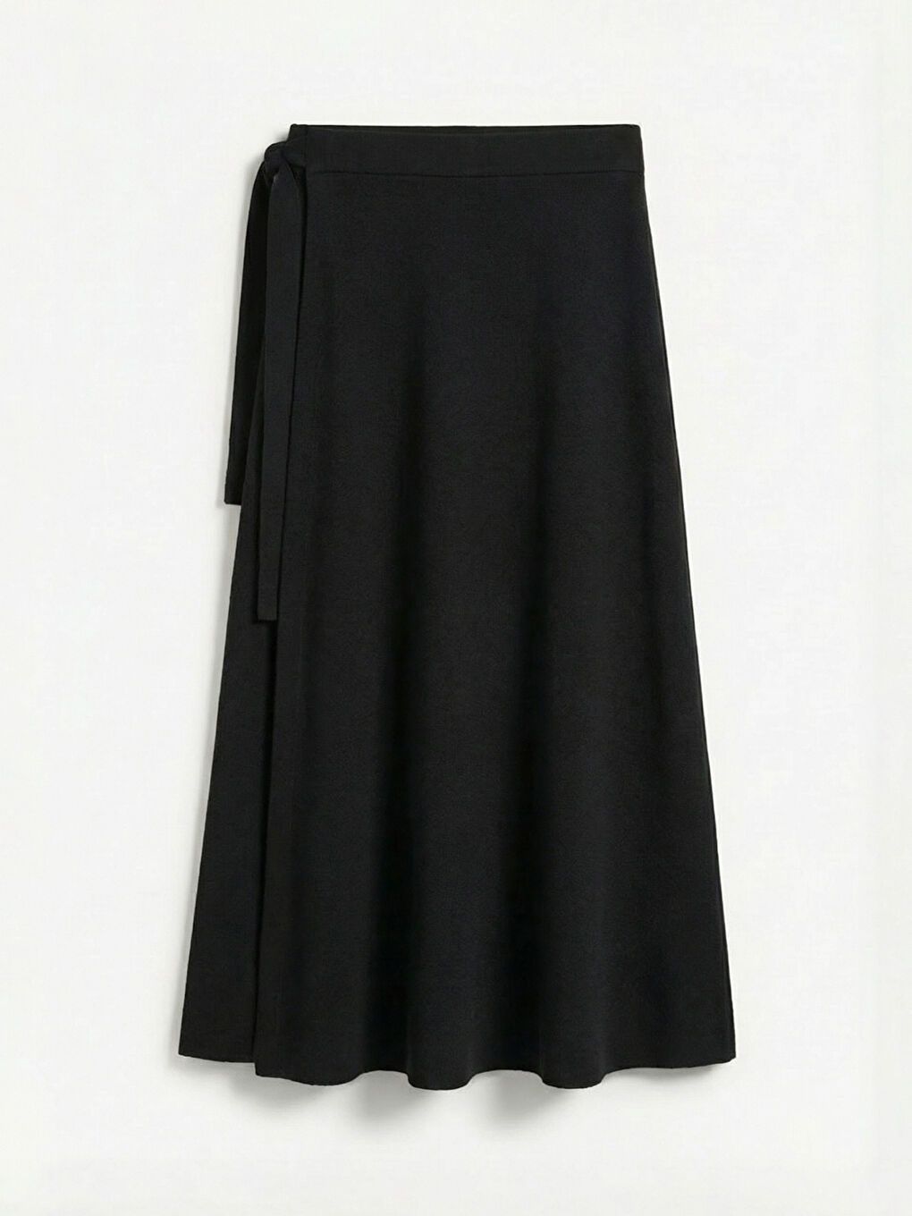 Siyah Beli Bağlamalı Triko Etek-5