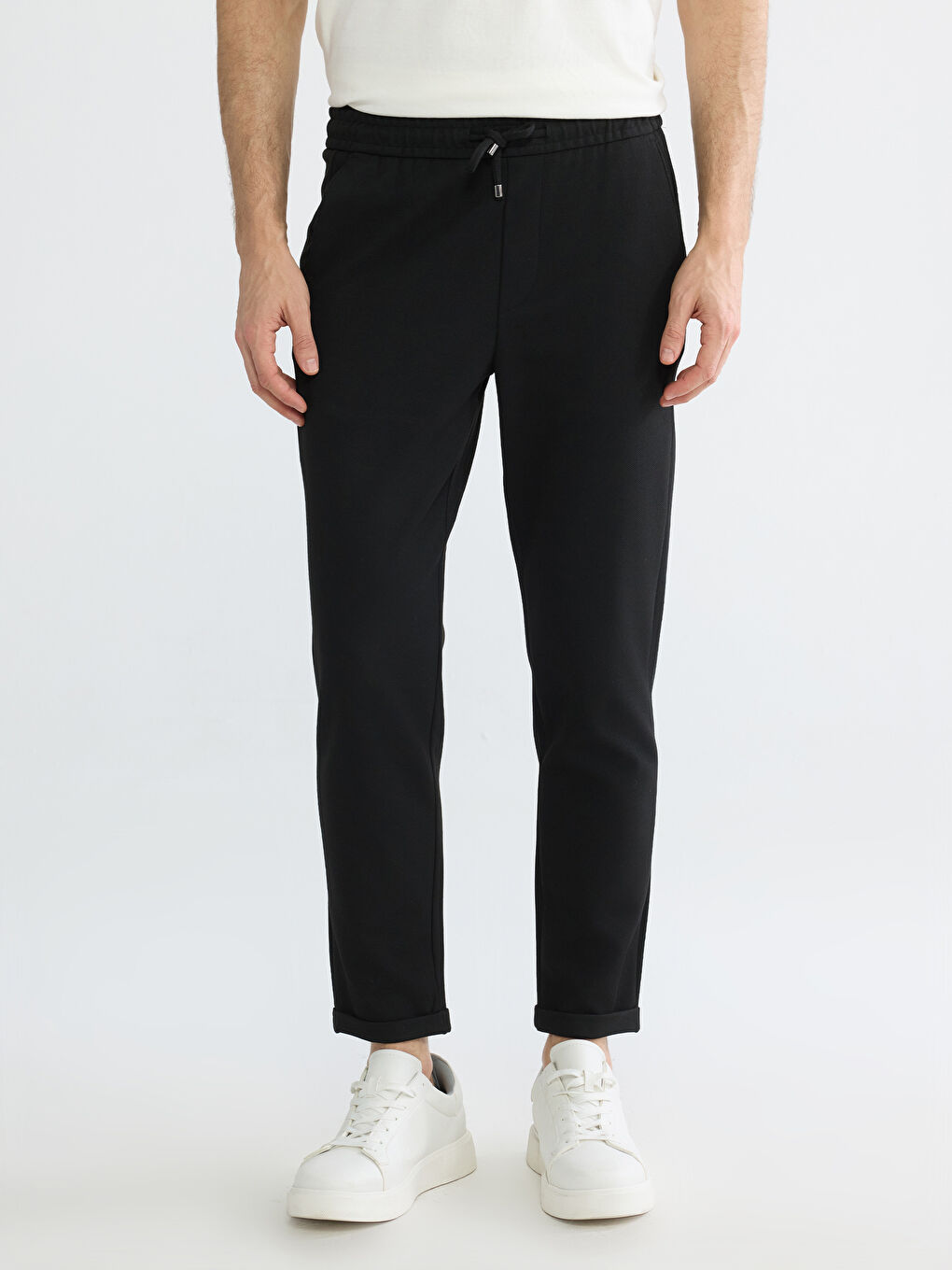 Siyah Standart Kalıp Erkek Pantolon-2