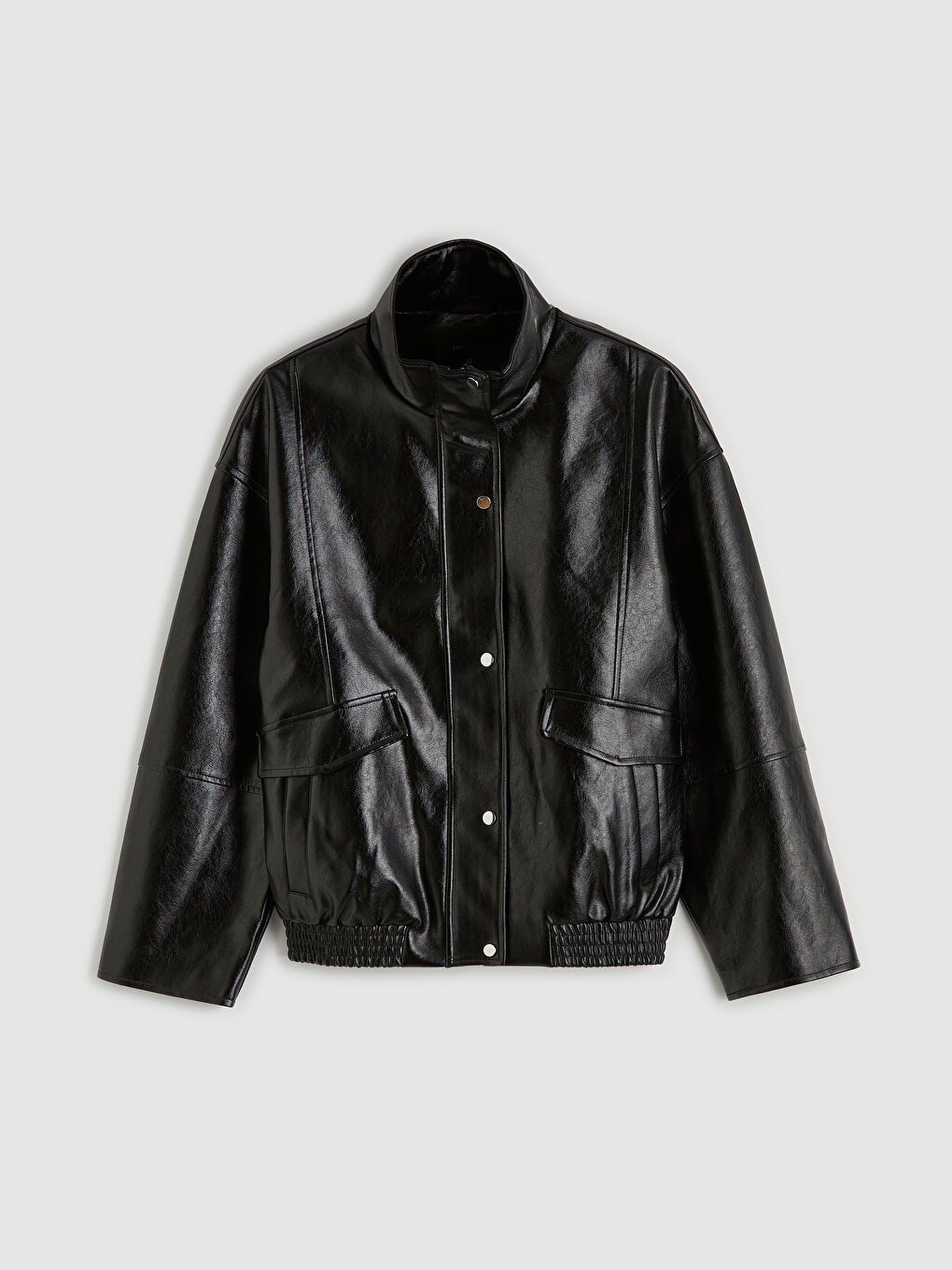 جاكيت جلد صناعي أسود امرأة-5