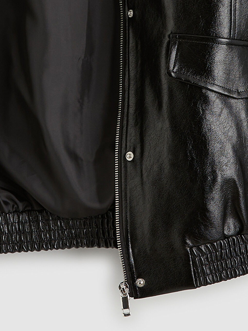 جاكيت جلد صناعي أسود امرأة-6