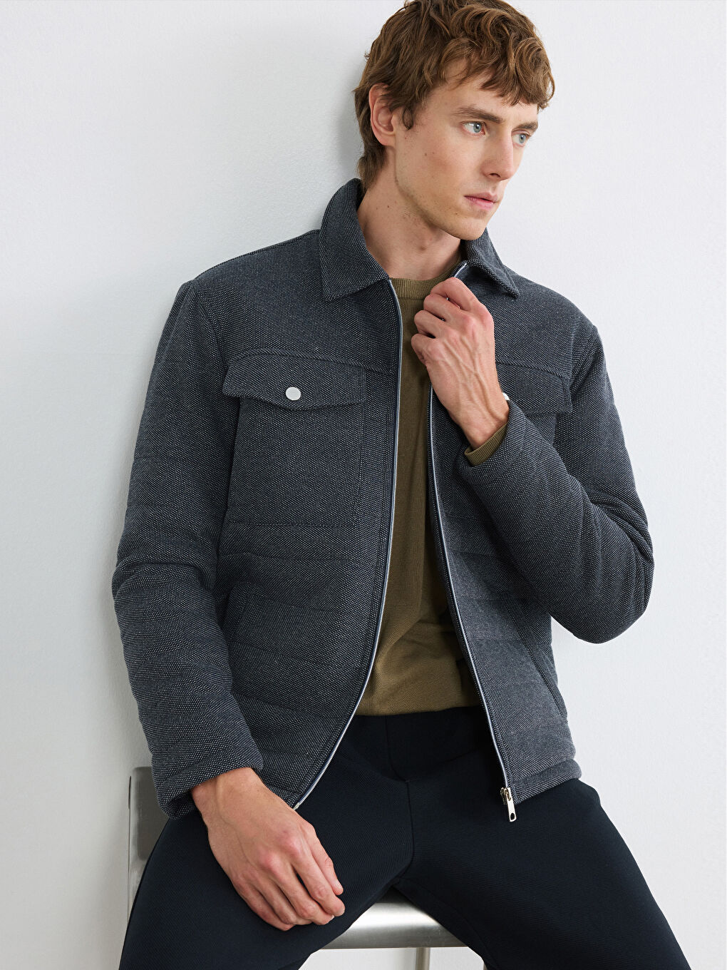 Lacivert Standart Kalıp Erkek Mont