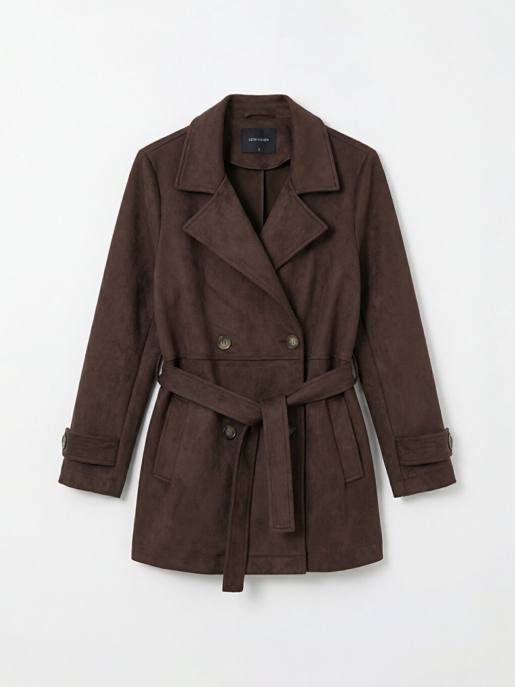 Kahverengi Kruvaze Yaka Oversize Kadın Trençkot-5