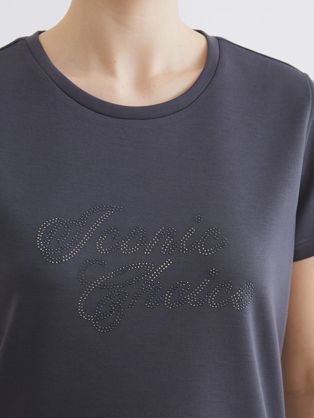 Crew Neck Embellished Women's Blouse-2