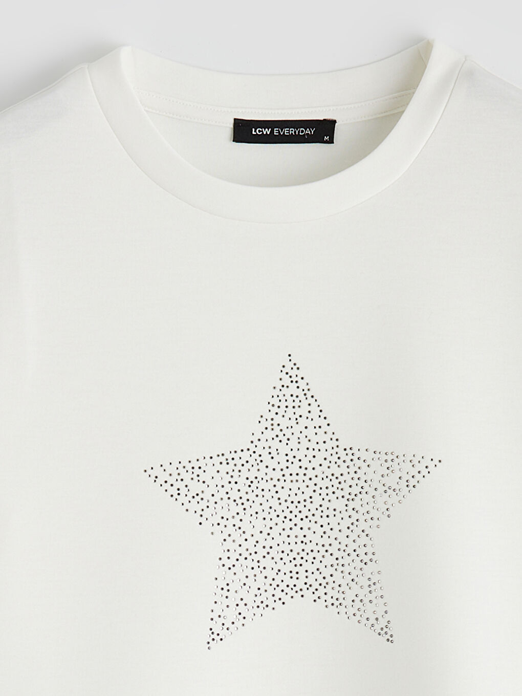 Μπλουζάκι με στρογγυλή λαιμόκοψη διακοσμημένο με στρας σε σχήμα αστεριού για γυναίκες-5