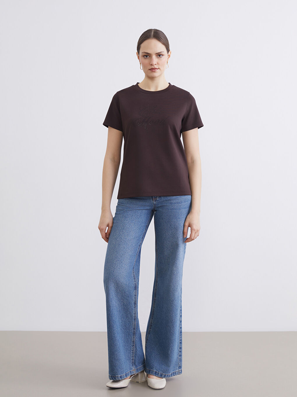 Crew Neck Embellished Women's T-Shirt-1