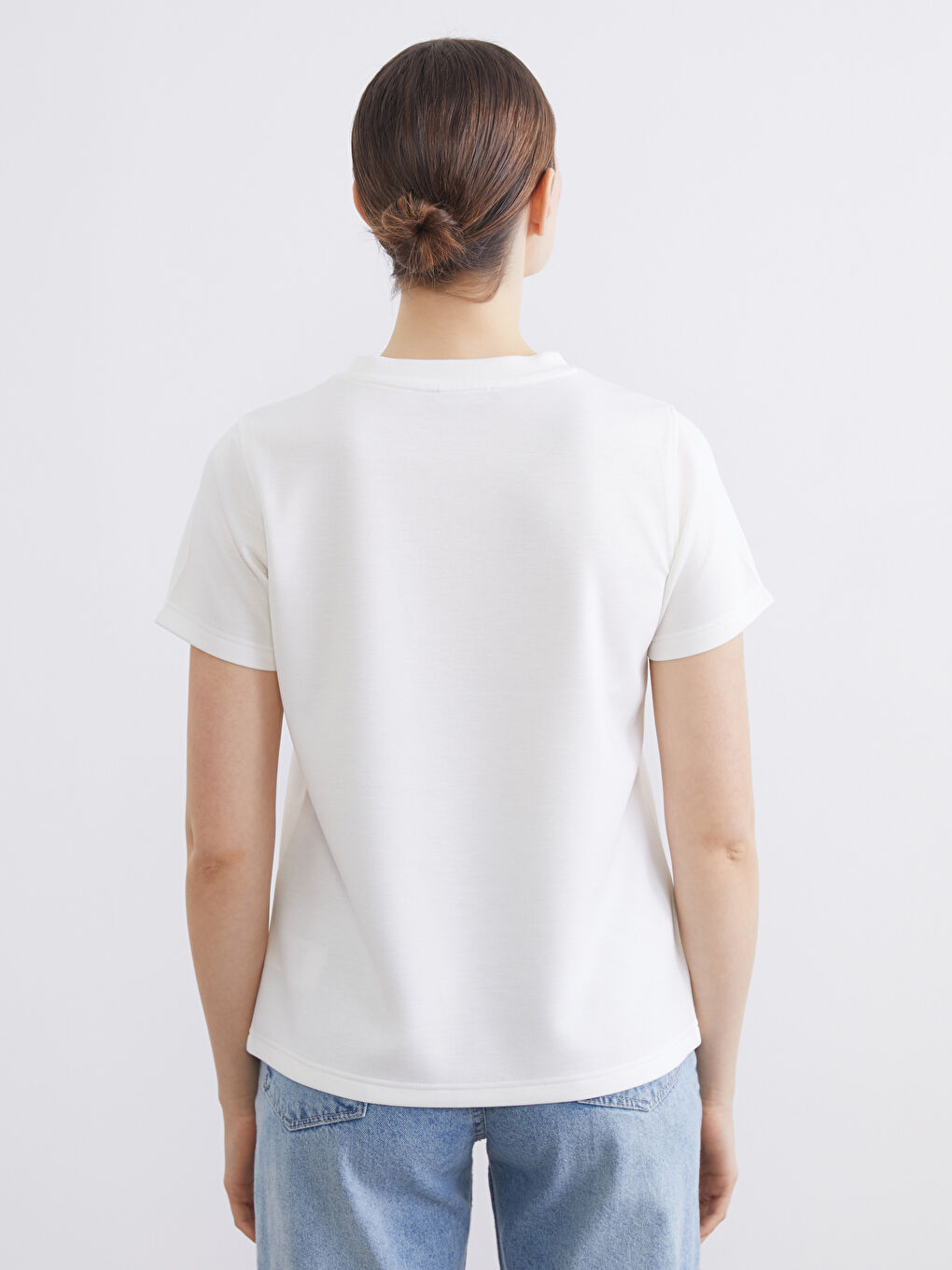 Μπλουζάκι με λεπτομέρεια φιόγκου με στρας για γυναίκες-3