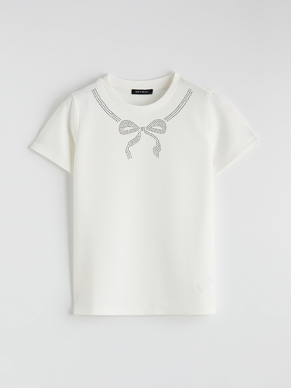 Μπλουζάκι με λεπτομέρεια φιόγκου με στρας για γυναίκες-4