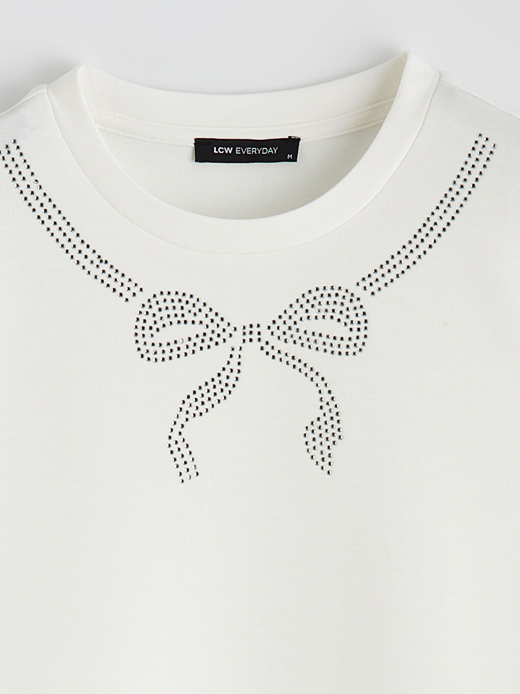 Μπλουζάκι με λεπτομέρεια φιόγκου με στρας για γυναίκες-5