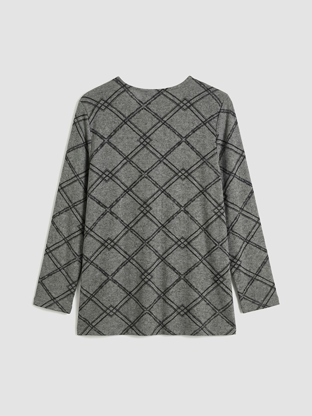 Antrasit Bisiklet Yaka Desenli Bluz-1