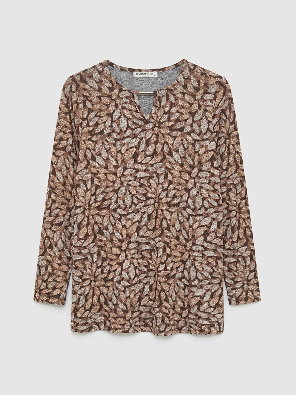 Bej Bisiklet Yaka Çiçekli Bluz