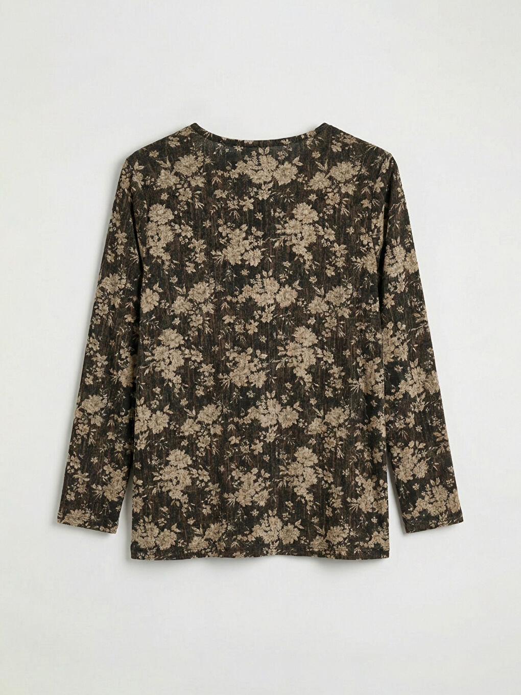 Siyah Bisiklet Yaka Çiçekli Bluz-5