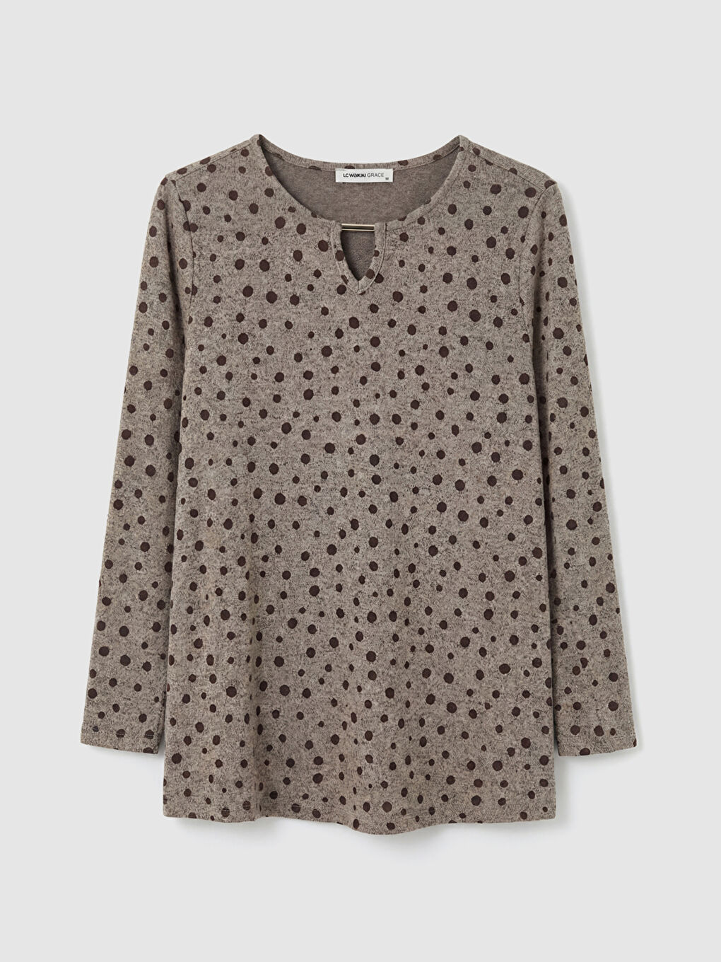 Kahverengi Bisiklet Yaka Puantiyeli Bluz
