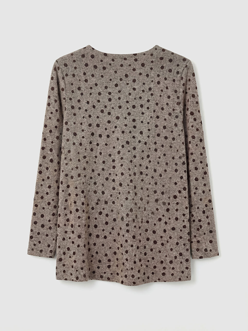 Kahverengi Bisiklet Yaka Puantiyeli Bluz-1