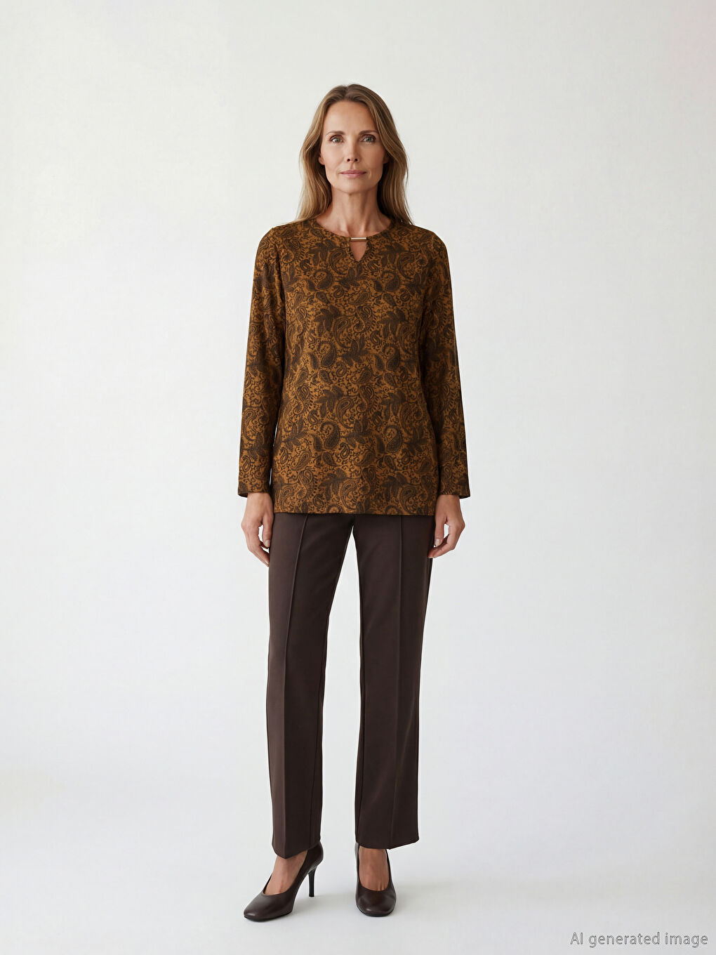 Sarı Bisiklet Yaka Desenli Bluz-1