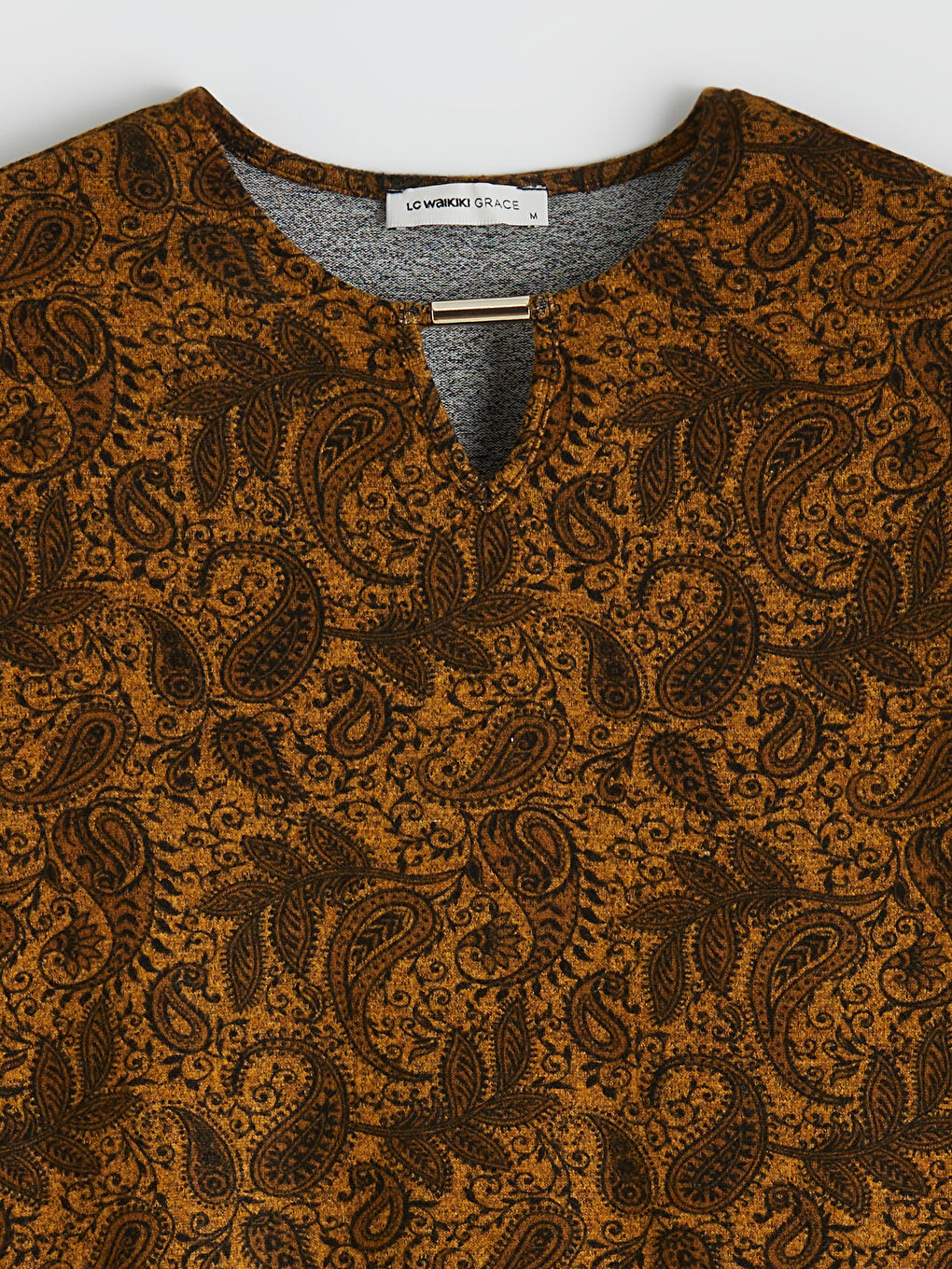 Sarı Bisiklet Yaka Desenli Bluz-1