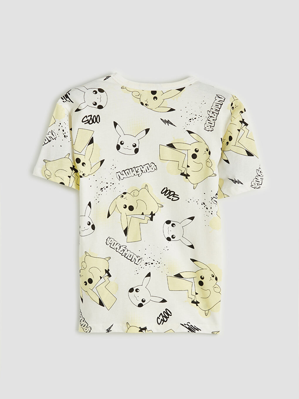Sarı Bisiklet Yaka Pikachu Baskılı Erkek Çocuk Tişört-1