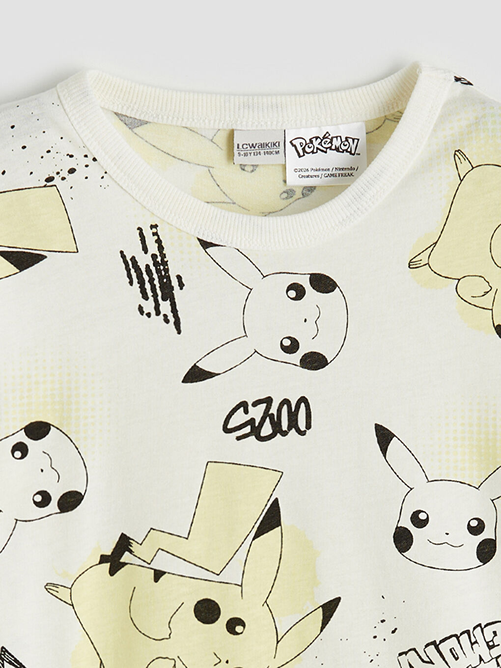 Sarı Bisiklet Yaka Pikachu Baskılı Erkek Çocuk Tişört-2