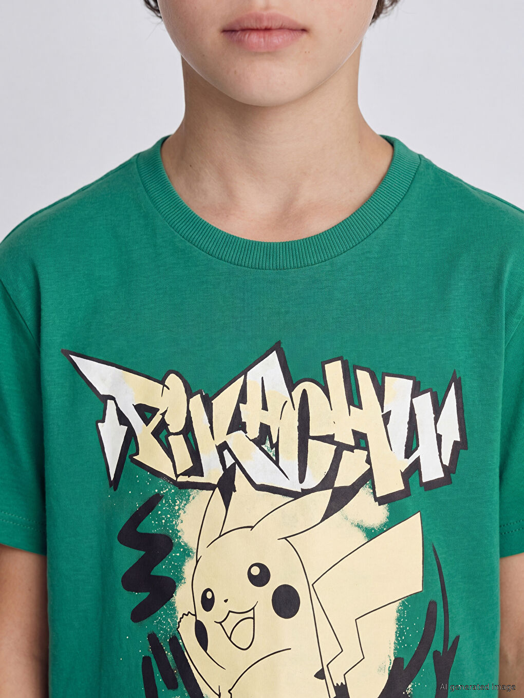 Crew Neck Pikachu Print Boys' T-Shirt-1