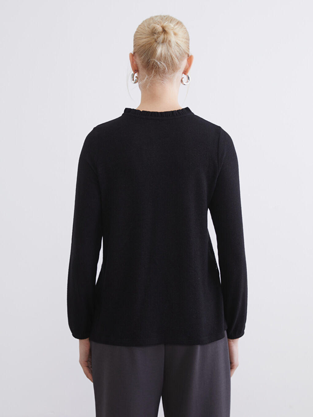 Узорчатая блузка с круглым вырезом-3