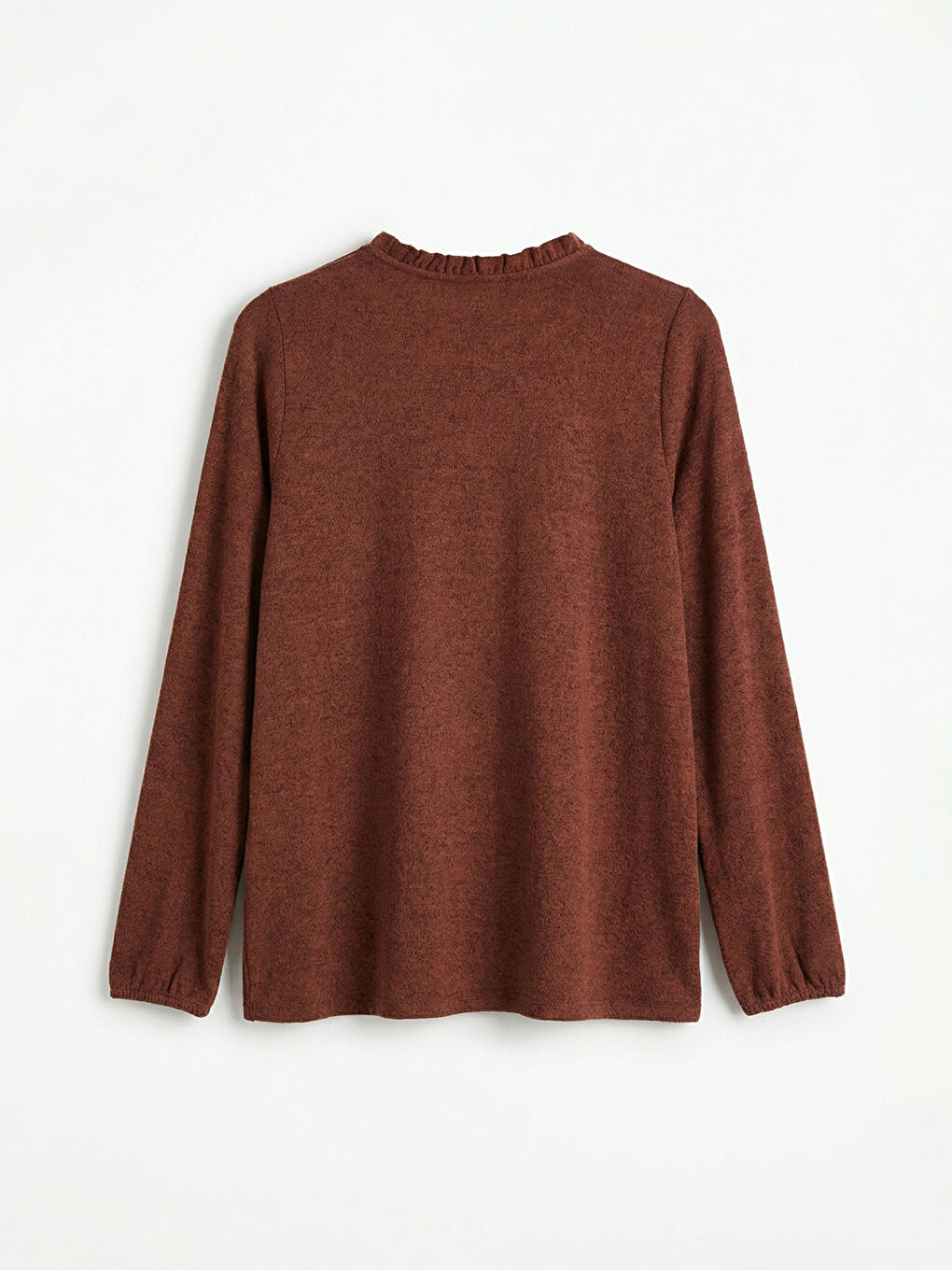 Kahverengi Bisiklet Yaka Desenli Bluz	-1