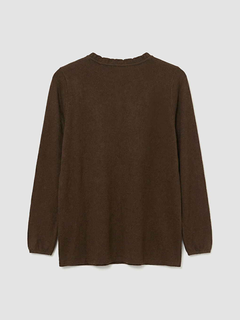 Kahverengi Bisiklet Yaka Desenli Bluz-1