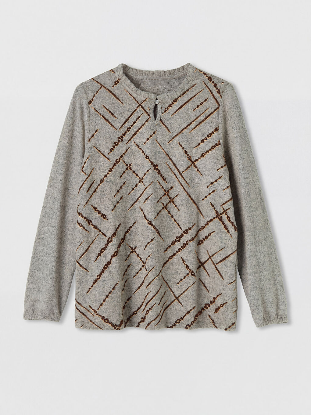 Bluză cu guler rotund și model