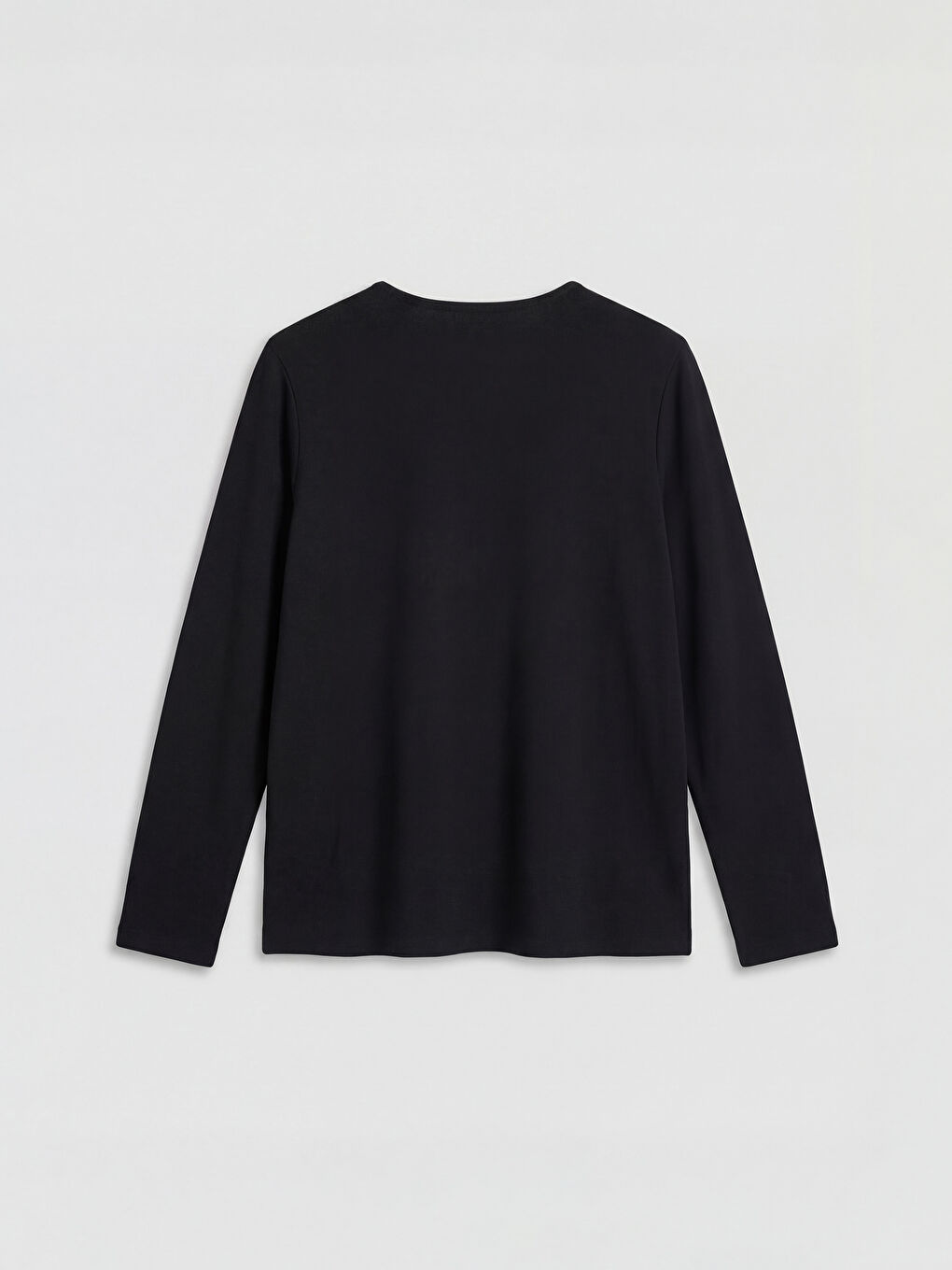 Siyah Bisiklet Yaka Desenli Kadın Tişört-1