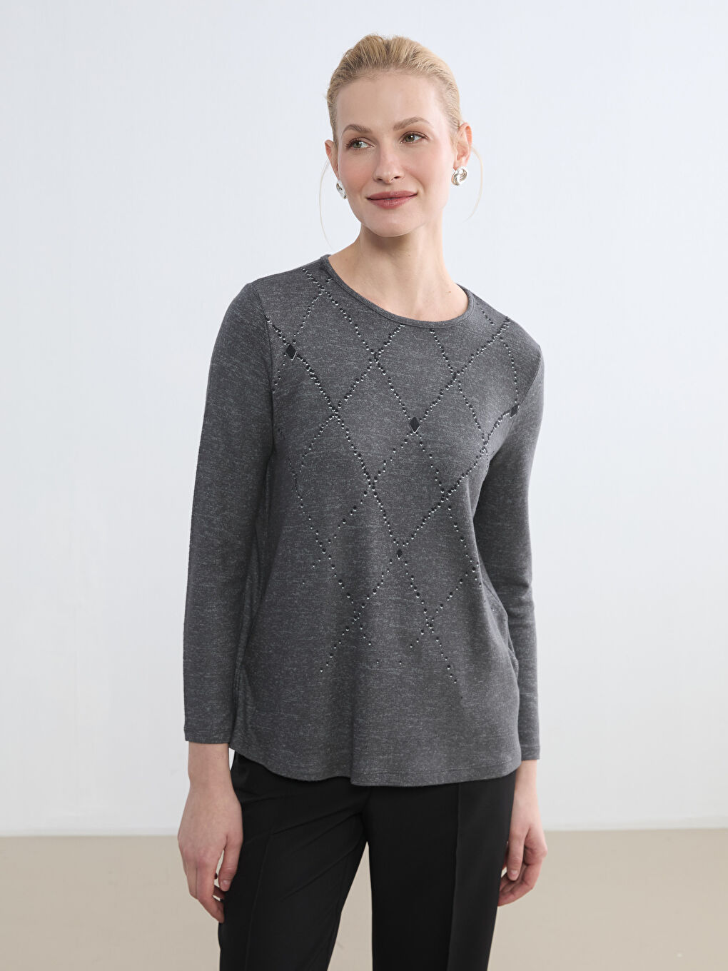 Crew Neck Patterned Women's T-shirt