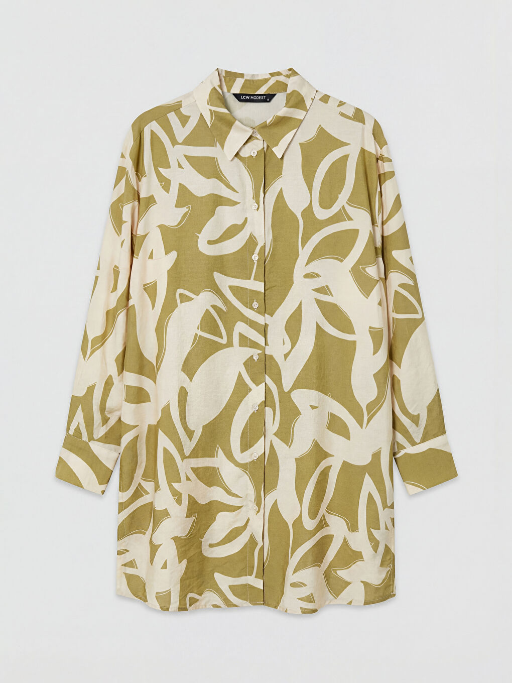 Yeşil Desenli Kadın Gömlek Tunik-4