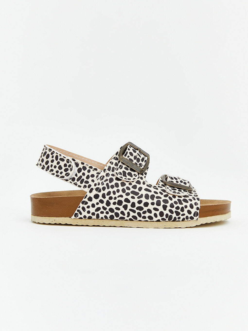 Bej Desenli Kız Çocuk Sandalet-1