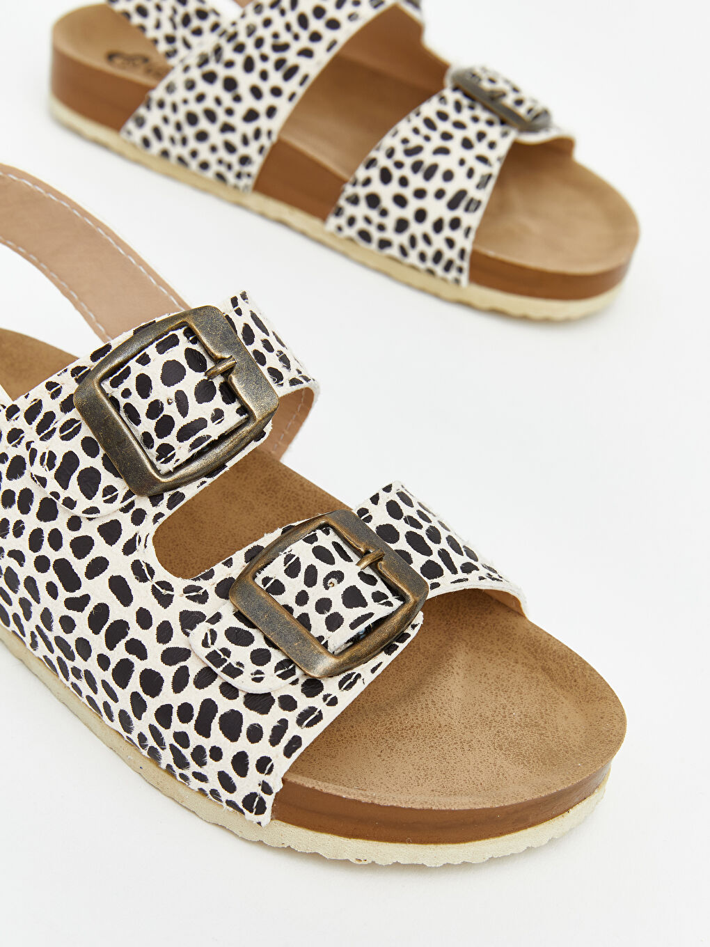 Bej Desenli Kız Çocuk Sandalet-2