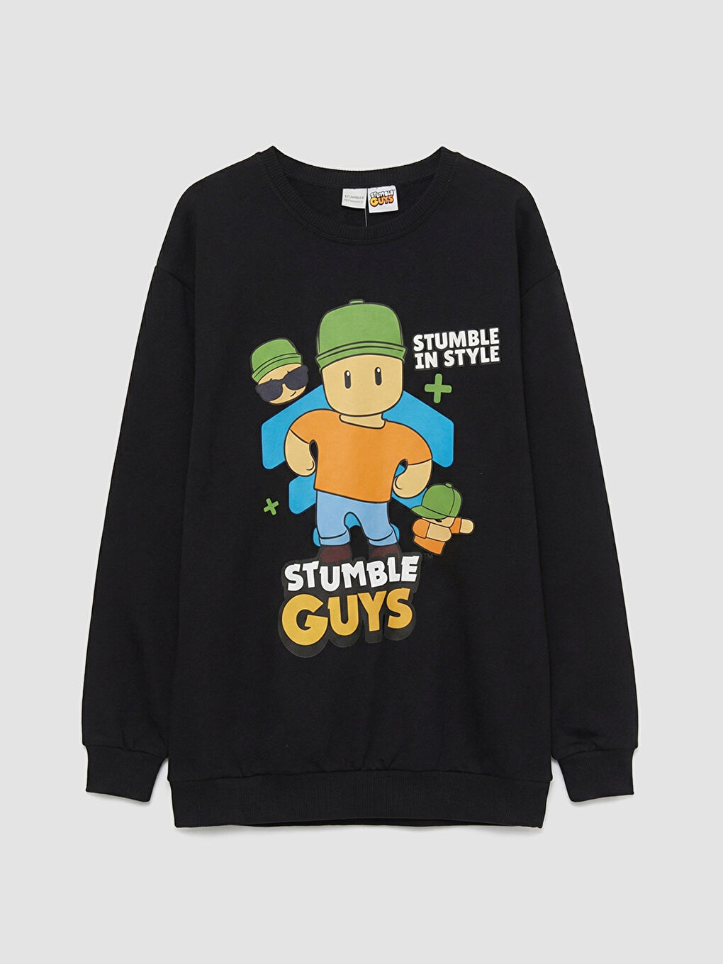Siyah Stumble Guys Baskılı Erkek Çocuk Sweatshirt