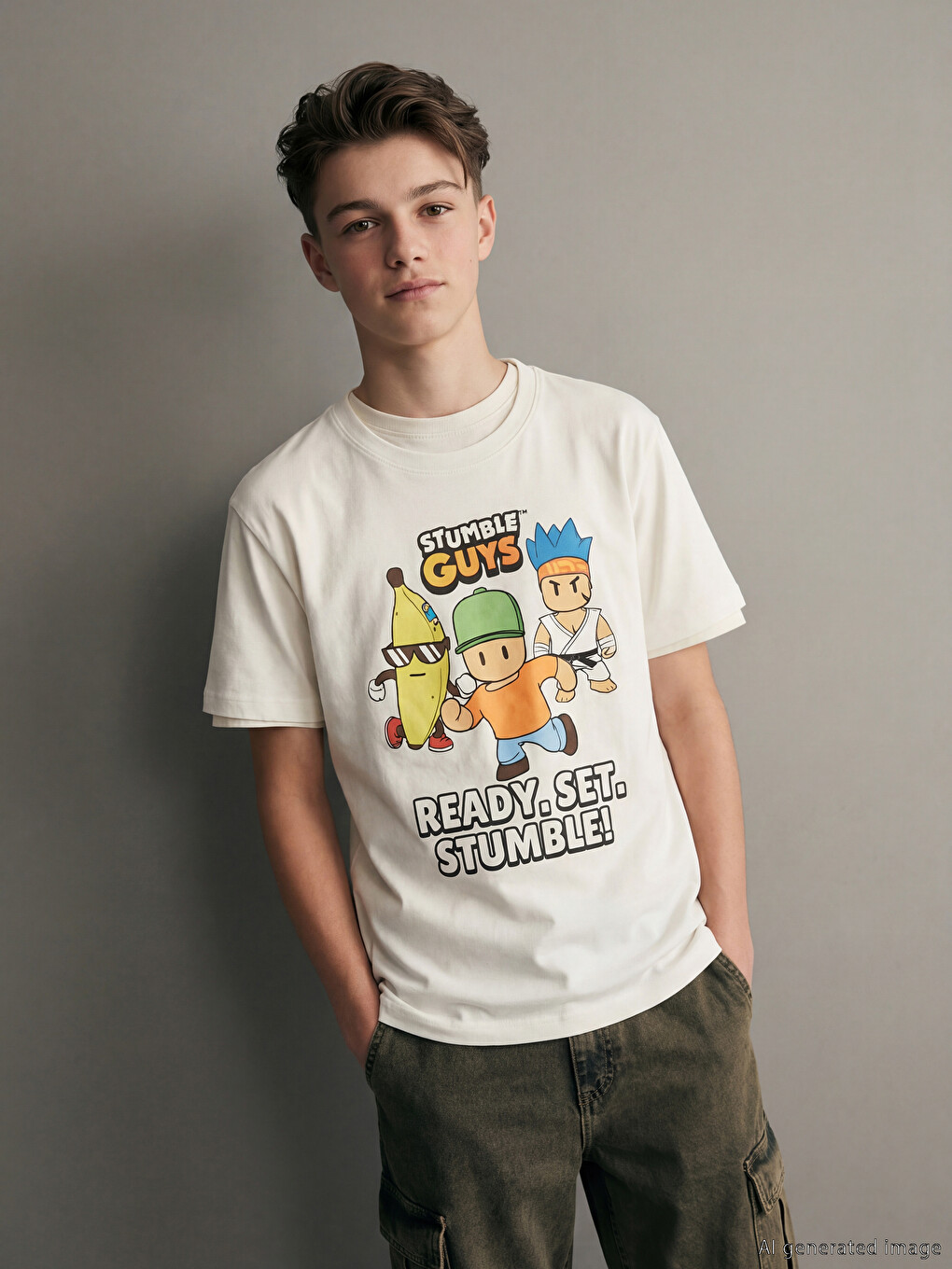 LCW Kids Футболка для мальчиков с принтом Stumble Guys - S6KJ26Z4